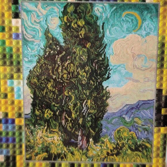 Diamond Dotz: Cypresses by Van Gogh Intermediate Adult Diamond Painting Kit NEW - Picture 2 of 10